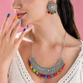 Tribal Style Oxidized Necklace & Earring Set