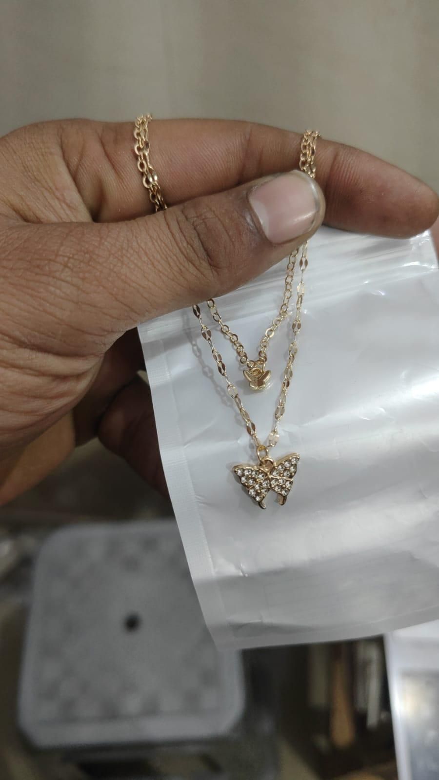 Double Layer Butterfly Pendant Necklace