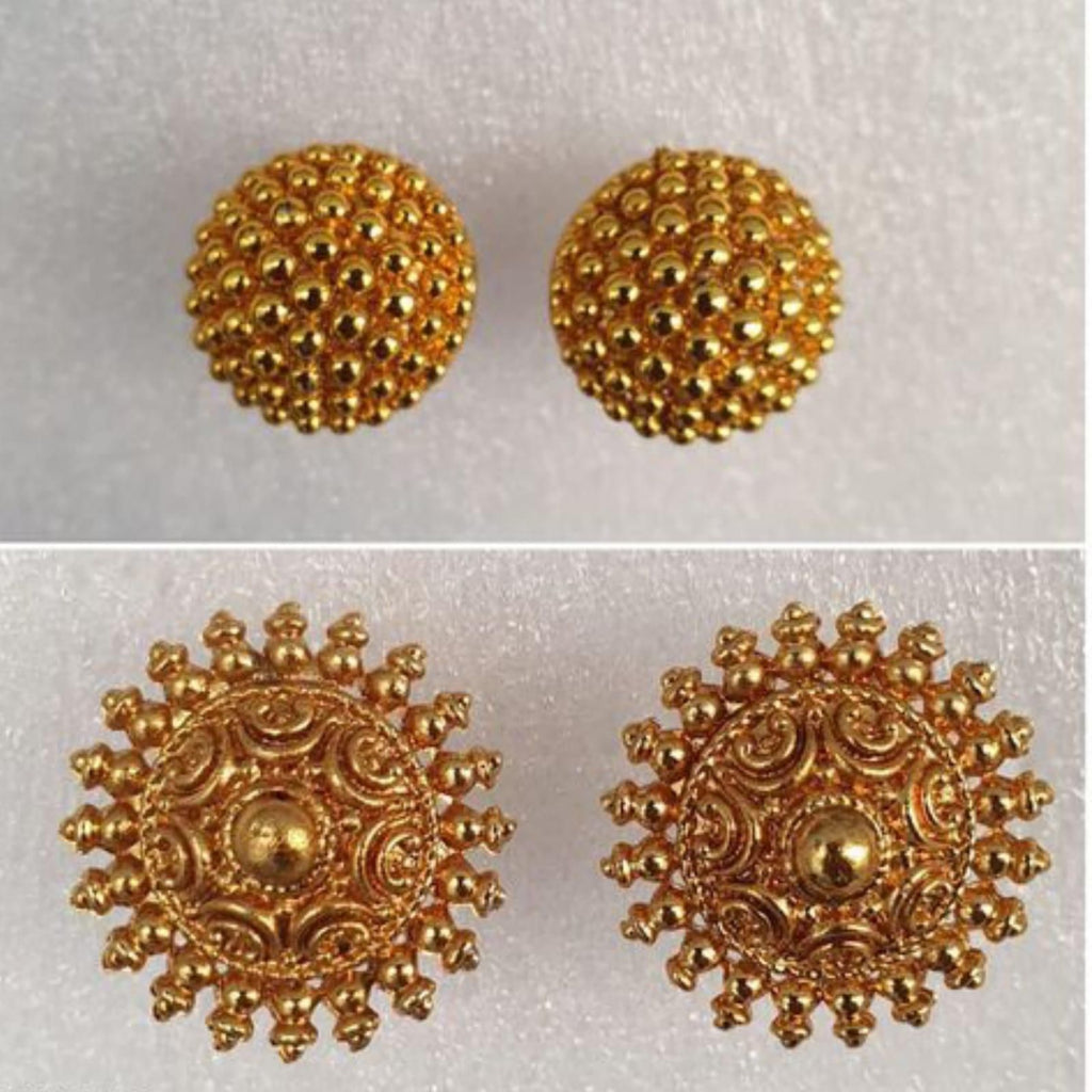 Trendy Gold-Plated Stud Earrings Combo