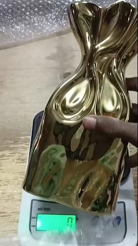 Golden Sculpted Ceramic Vase