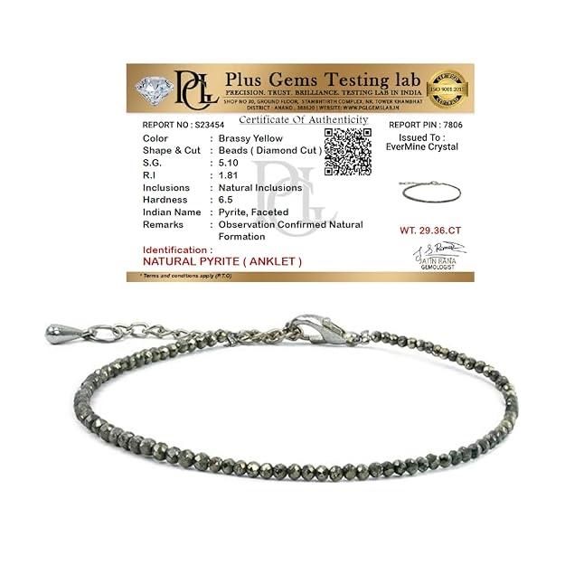 Pyrite Crystal Anklet for Women
