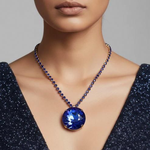 Royal Blue Crystal Necklace & Earring Set