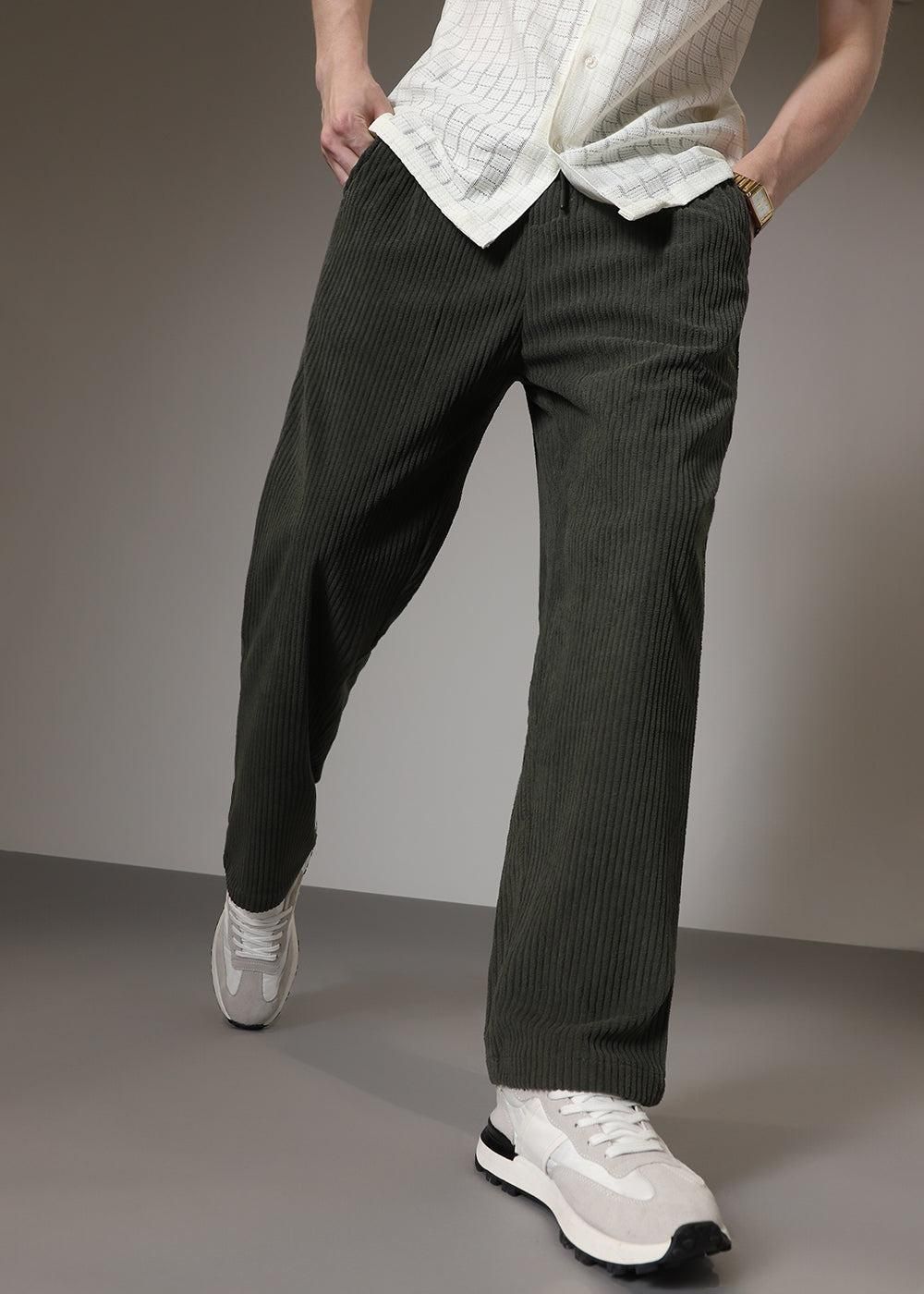 Men’s Solid Corduroy Pants – Set of 2