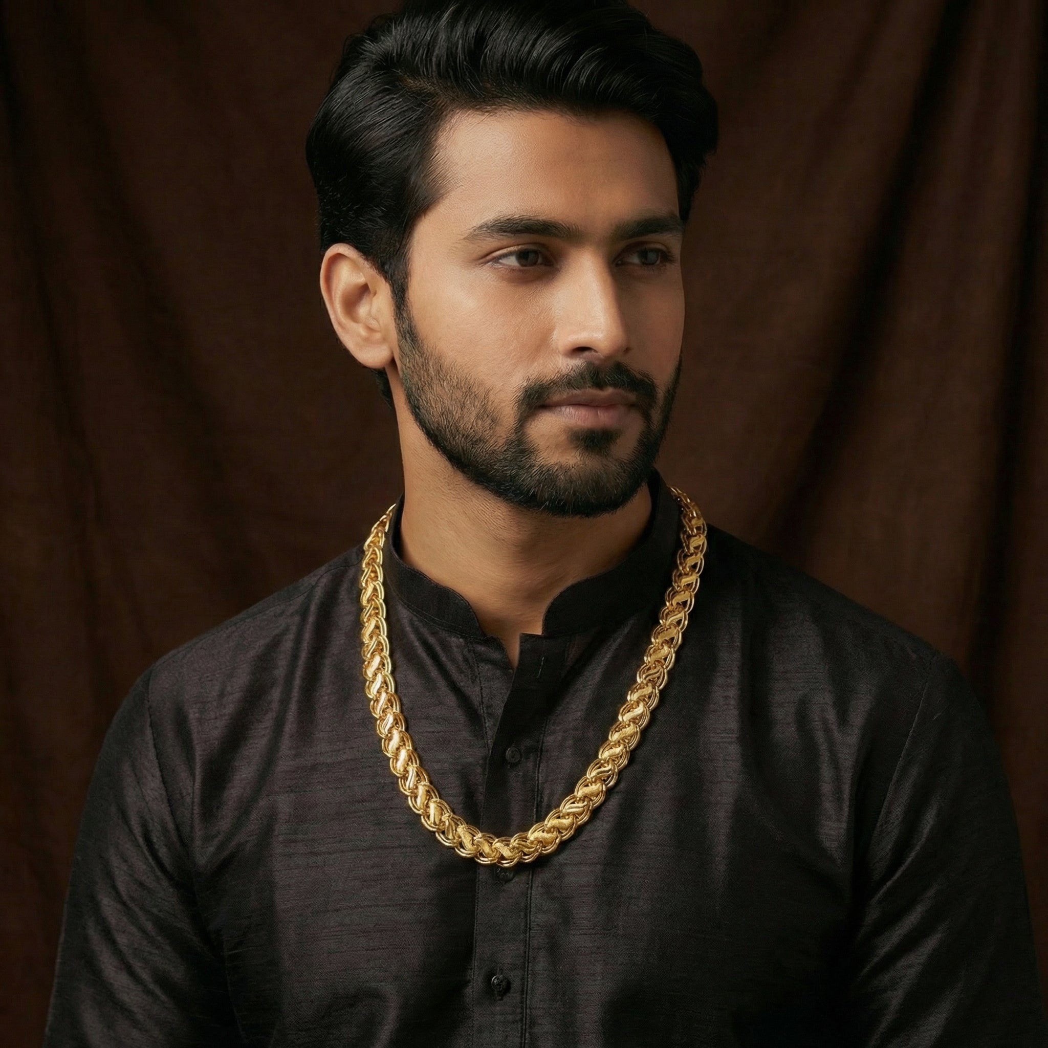 Royal Crest Gold-Plated Statement Chain